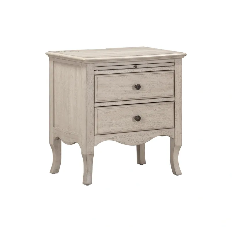 Aspen Provence 2-Drawer Nightstand with Outlets in Linen