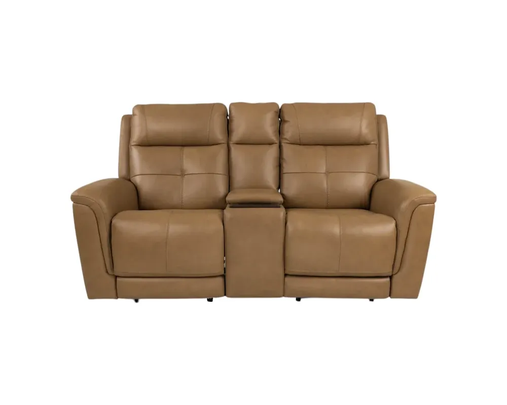 Flexsteel Ranger Leather Power Reclining Loveseat with Console in Oakridge Brown