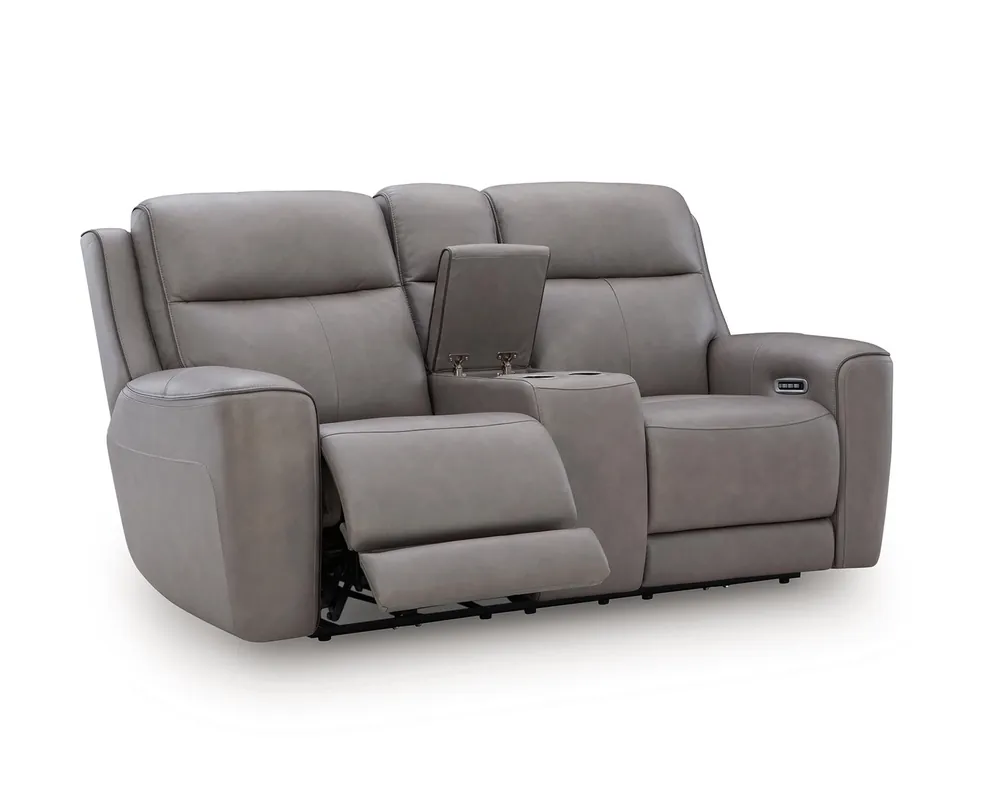 Ashley 5Z-Comfort Coin Leather Power Reclining Loveseat with Console
