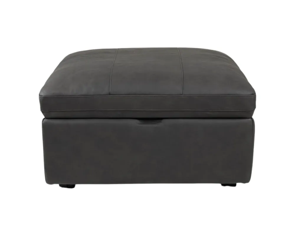 Synergy K2408 Collection Leather Storage Ottoman in Malta Charcoal