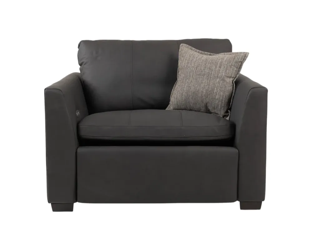 Synergy K2408 Collection Leather Power Reclining Chair and a Half in Malta Charcoal