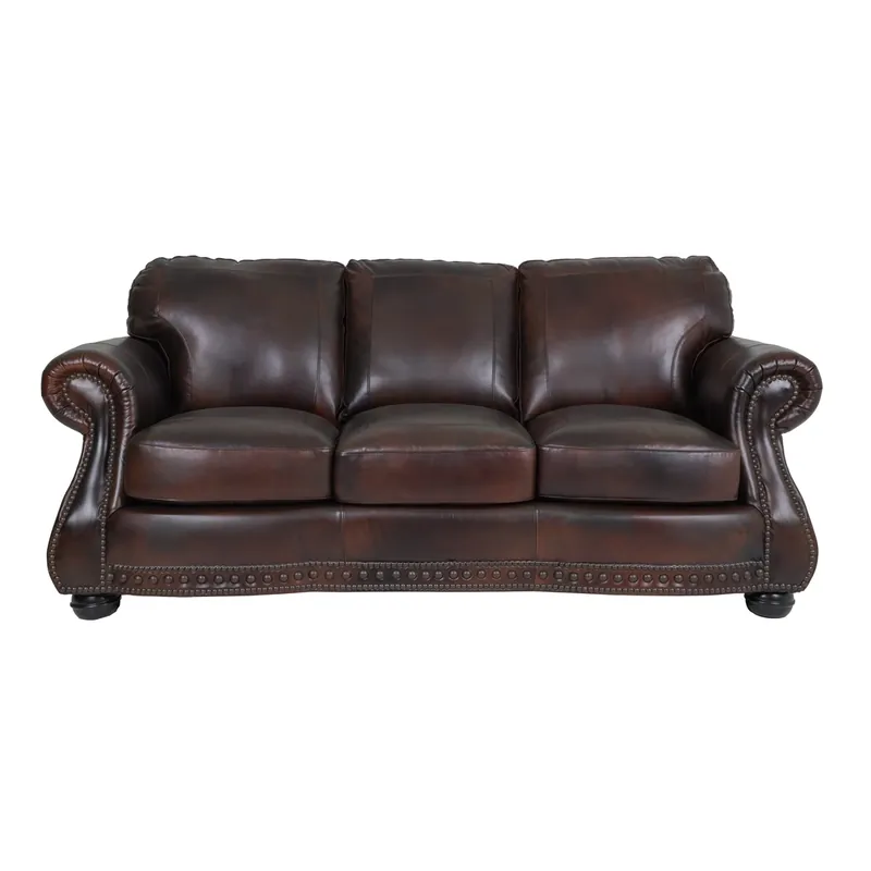 USA Leather 8755 Collection Brown Leather Sofa
