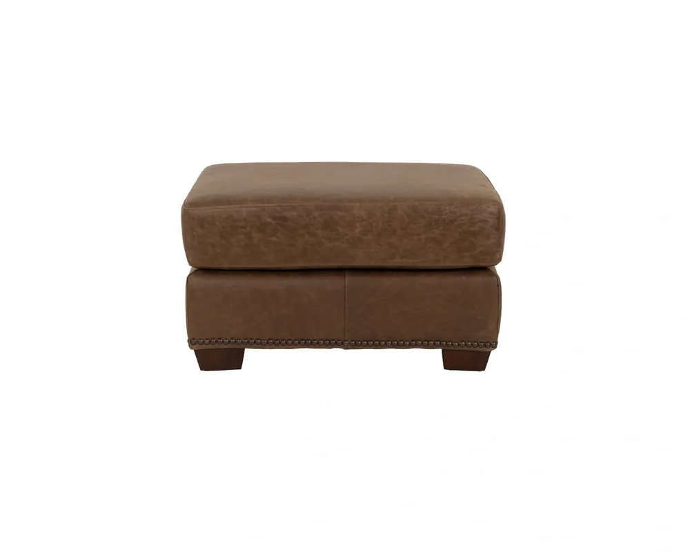 USA Leather 9397 Collection Leather Ottoman in Ancient Brown