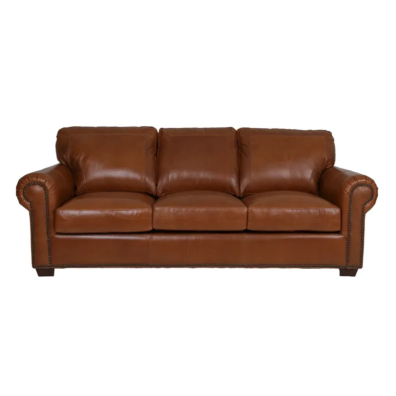USA Leather 4950 Collection Saddle Glove Brown Leather Sofa