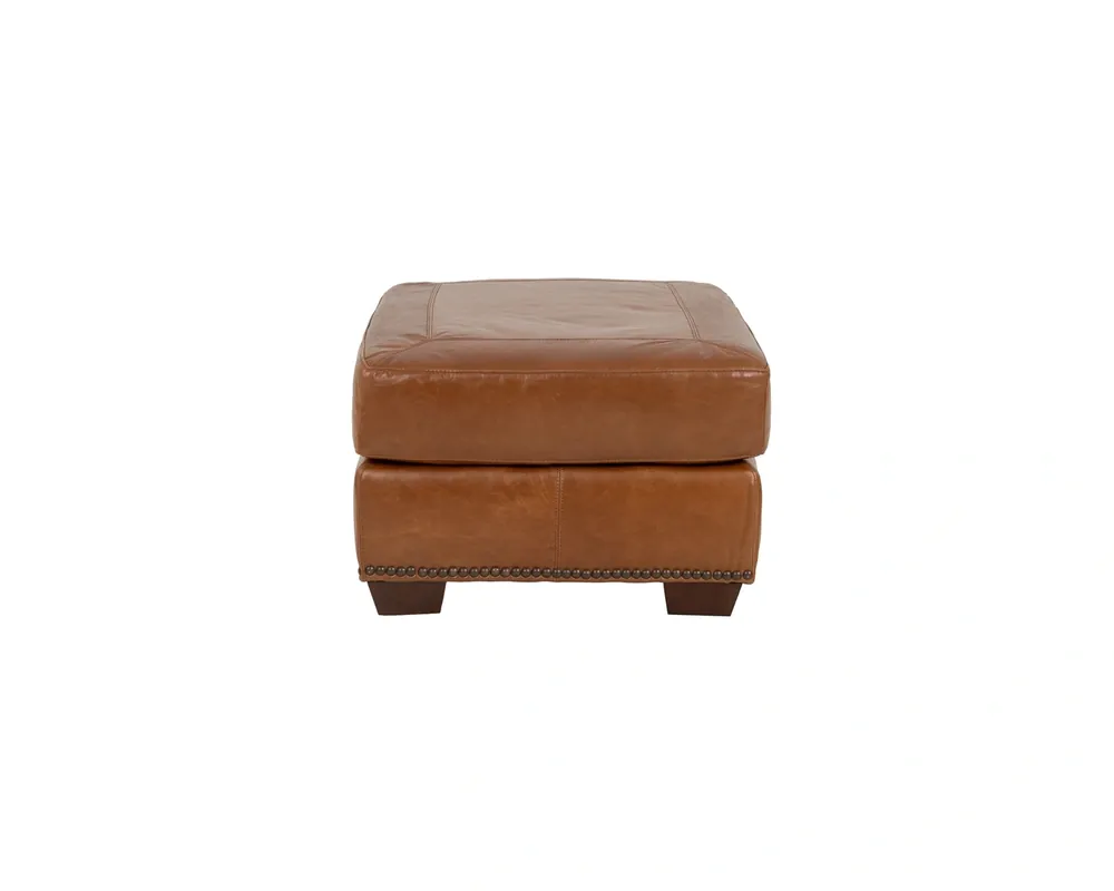 USA Leather 4950 Collection Leather Ottoman in Saddle Glove Brown
