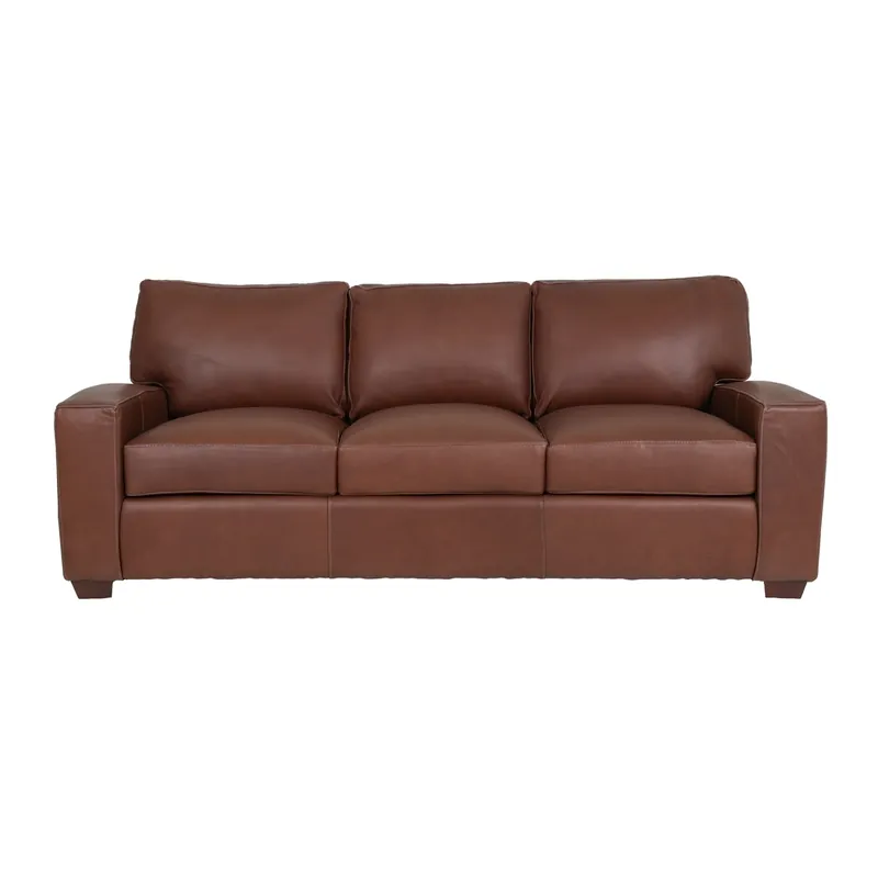 USA Leather 4800 Collection Almond Brown Leather Sofa