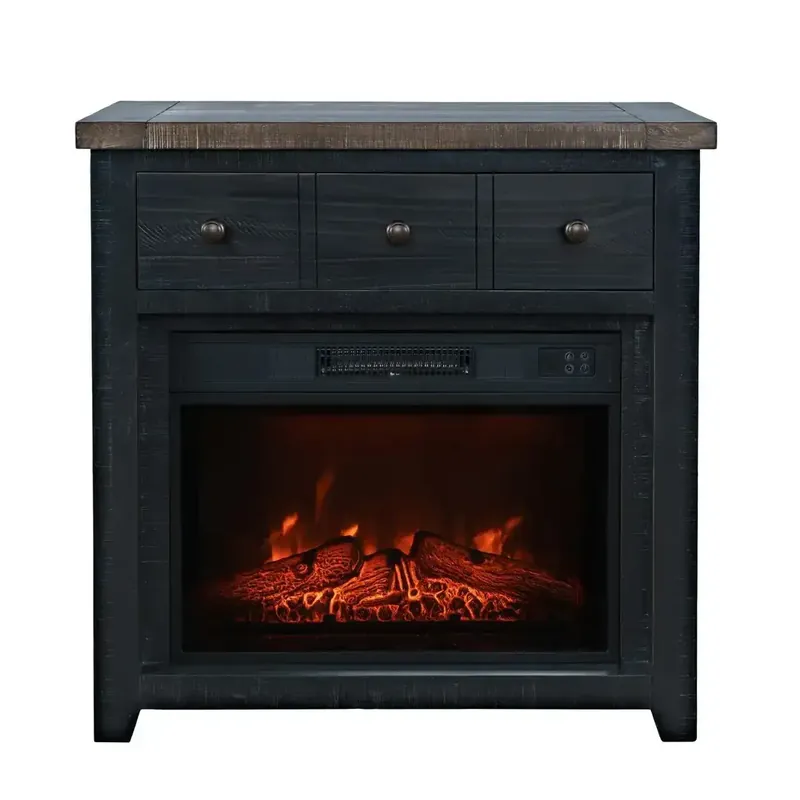 Jofran Madison County 32-Inch Electric Fireplace in Black/Brown