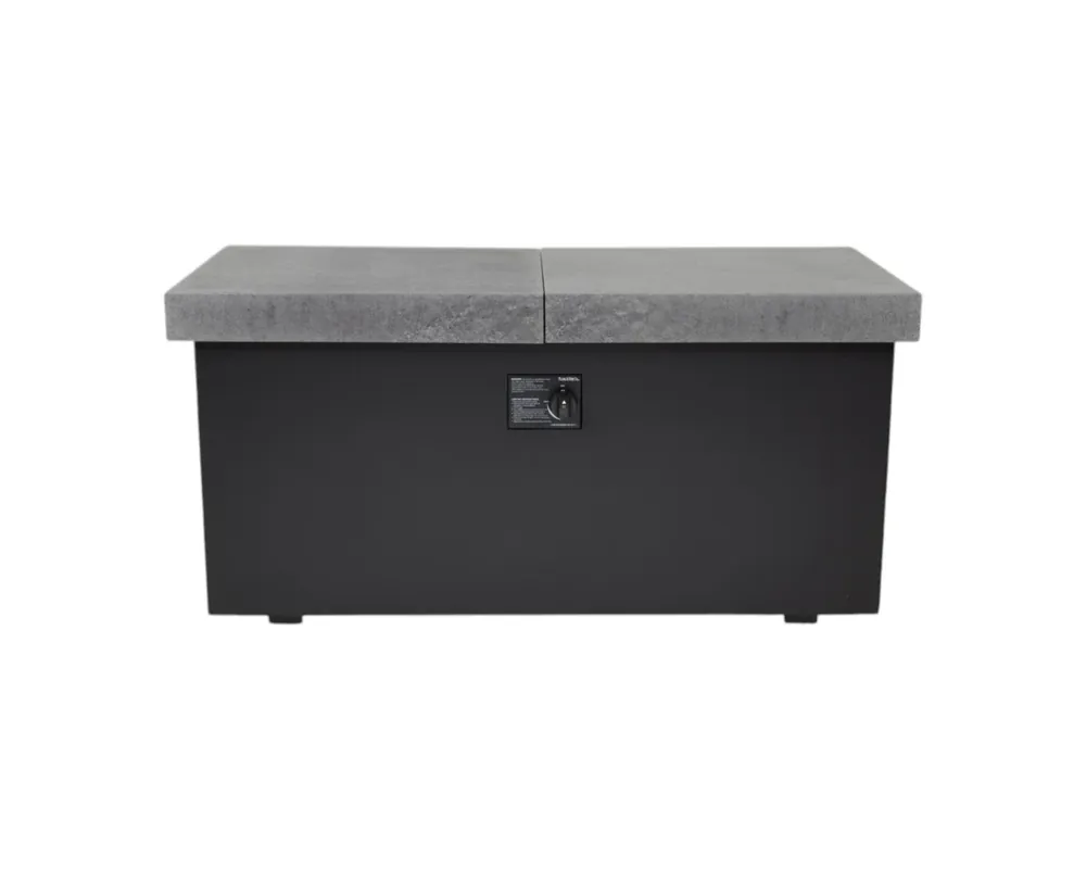 Plank & Hide Functional Rectangular Fire Pit Table with Sliding Concrete Top