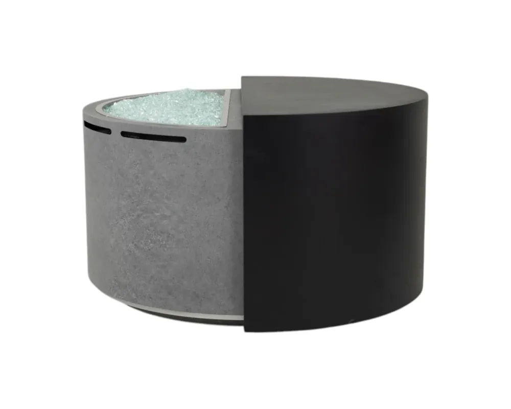 Plank & Hide Functional Round Fire Pit Table with Rotating Aluminum Top