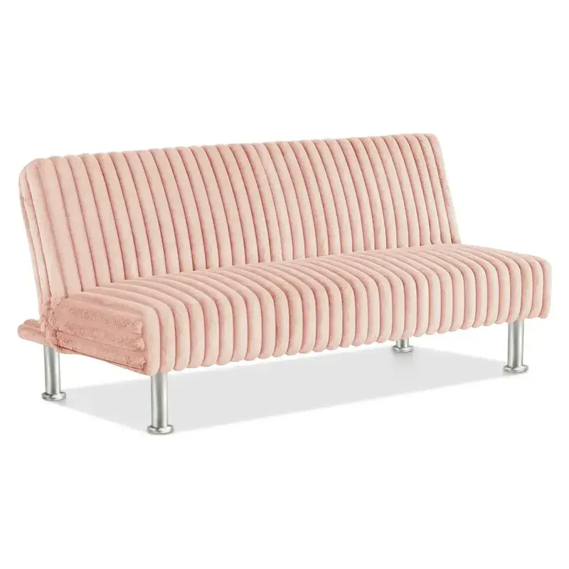 Furniture of America Hilwil Futon Sofa Bed in Pink