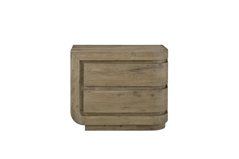 Bernards Furniture Pagosa Curved Left 2-Drawer Nightstand in English Knotty Oak