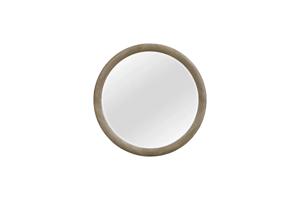 Bernards Furniture Pagosa Round Mirror in English Knotty Oak