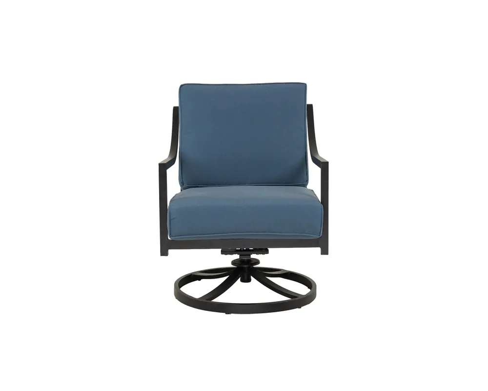 GatherCraft Charlotte Outdoor Swivel Club Chair in Denim Blue