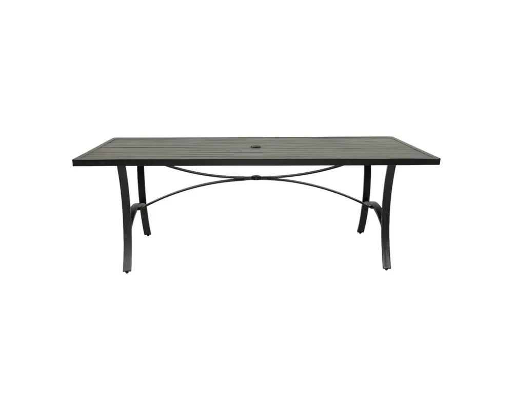GatherCraft Charlotte Outdoor Dining Table with Umbrella Hole in Black
