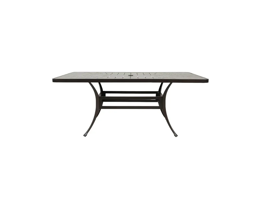 GatherCraft Galatia Outdoor Dining Table in Brown with Umbrella Hole