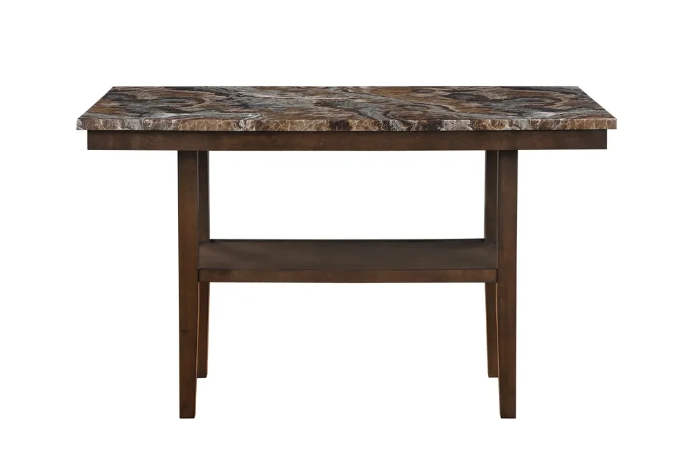 Global D4355 Collection Faux Marble Counter Table in Brown