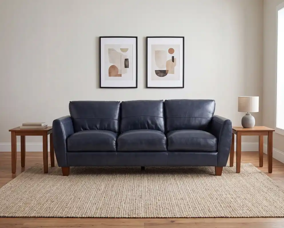 Leather Italia Traverse Leather Sofa in Ocean Blue