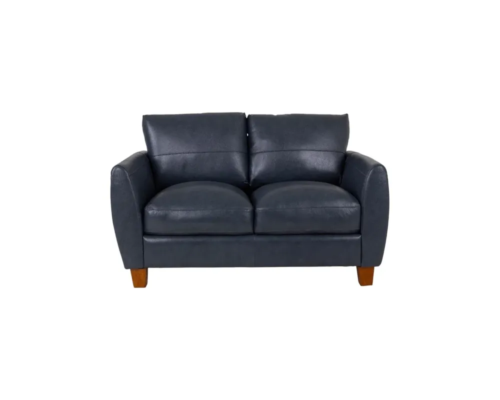 Leather Italia Traverse Leather Loveseat in Ocean Blue