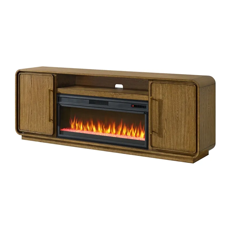 A Plus International Barrique Pecan Electric Fireplace TV Stand