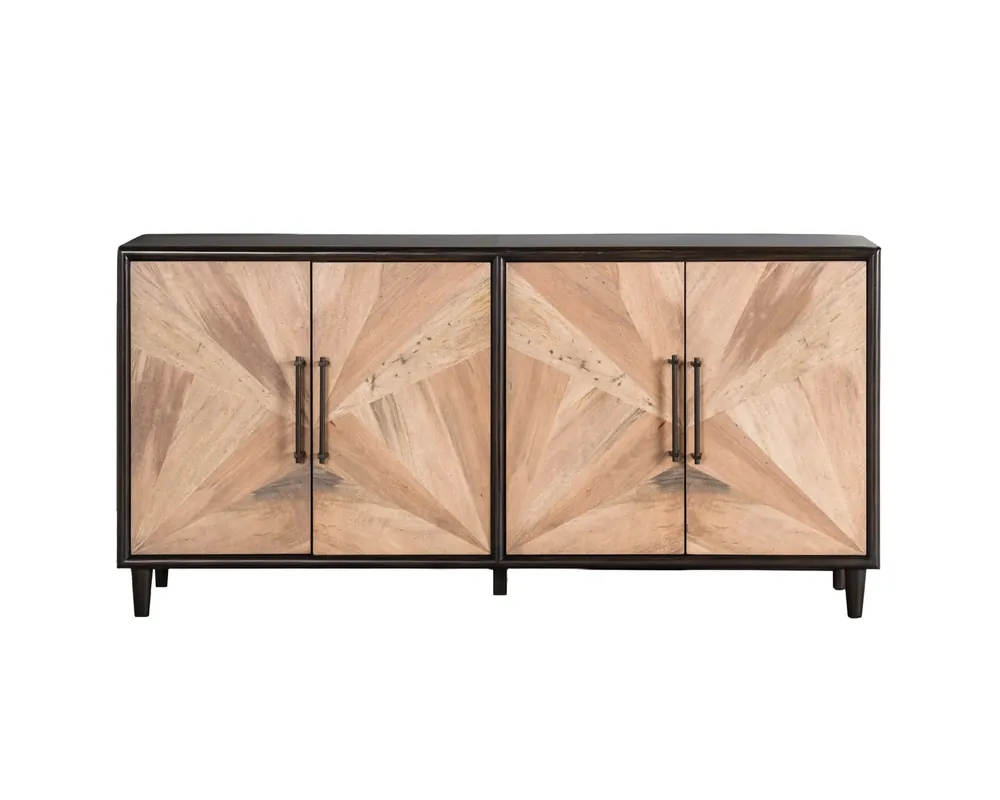 Furniture of America Lakeside Black/Natural 4-Door Cabinet