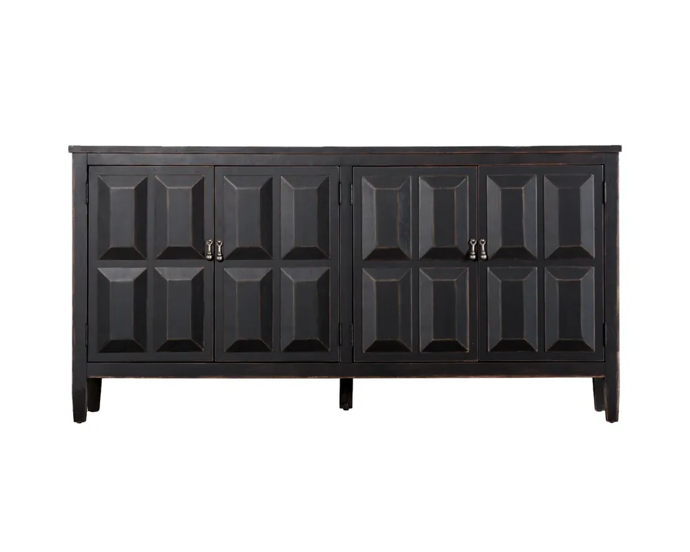 Furniture of America Viggo Weathered Black 4-Door Cabinet