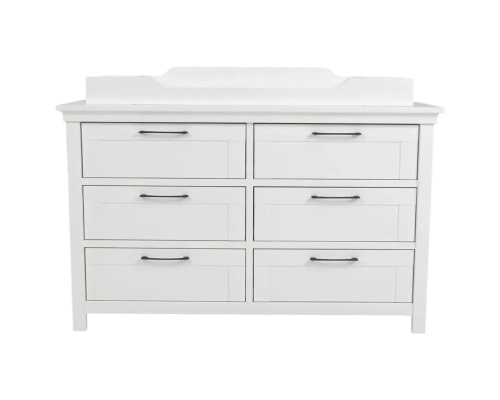 C&T Int'l Luna Double Dresser with Changing Tray in White