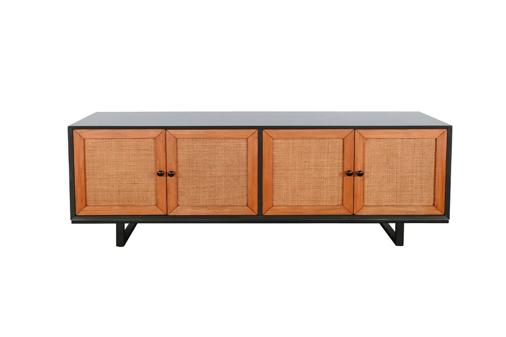 Sunny Designs Modern 4-Door Accent Cabinet Mahogany/Black Magic