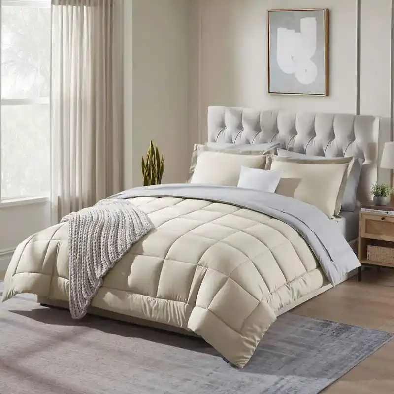 Sleeptone Linen 7-Piece Reversible King Comforter Set