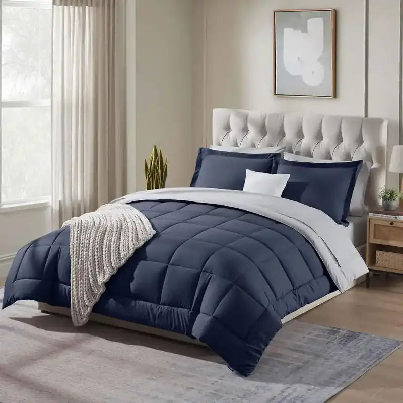 Sleeptone Navy 7-Piece Reversible King Comforter Set