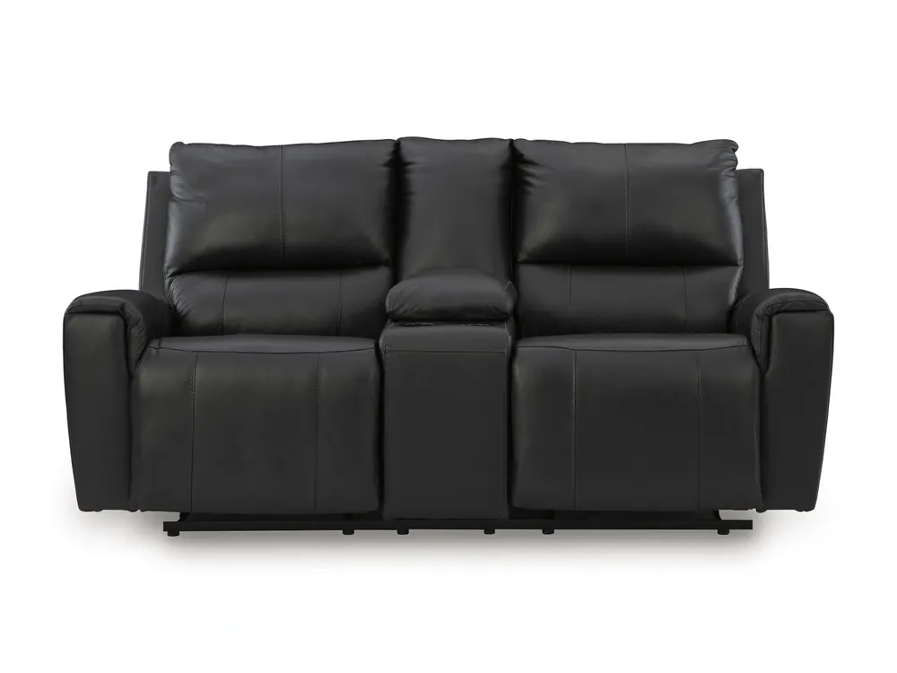 Ashley Glossmore Leather Reclining Loveseat with Console in Black