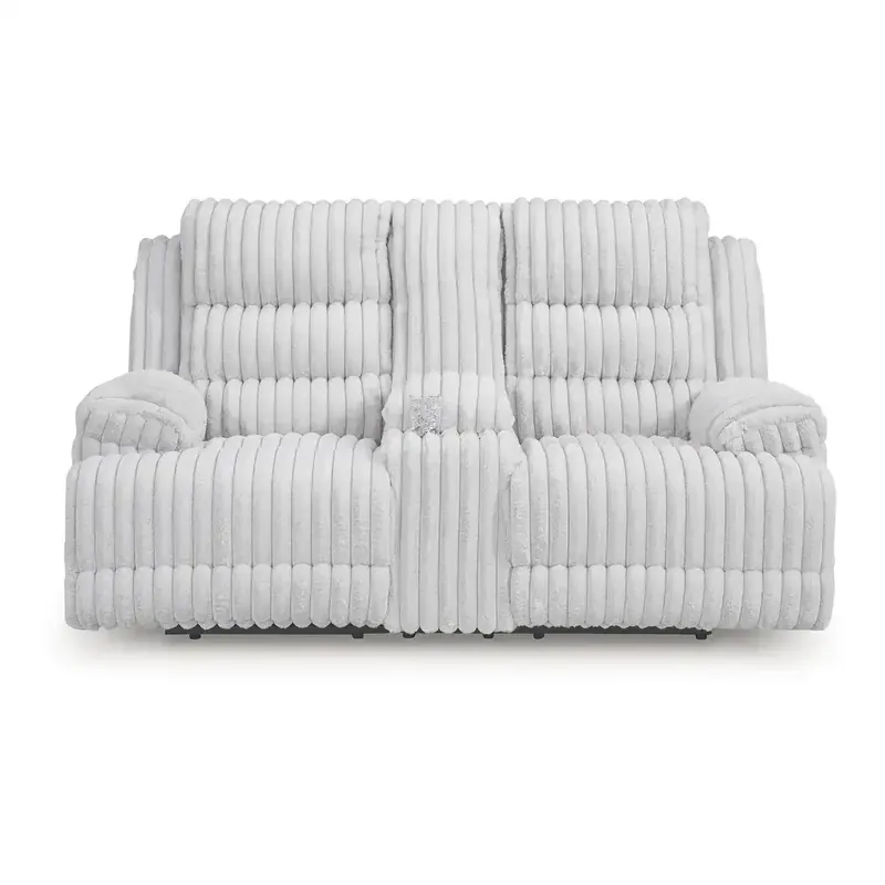 Ashley Rhine Falls Alloy Power Reclining Loveseat with Console