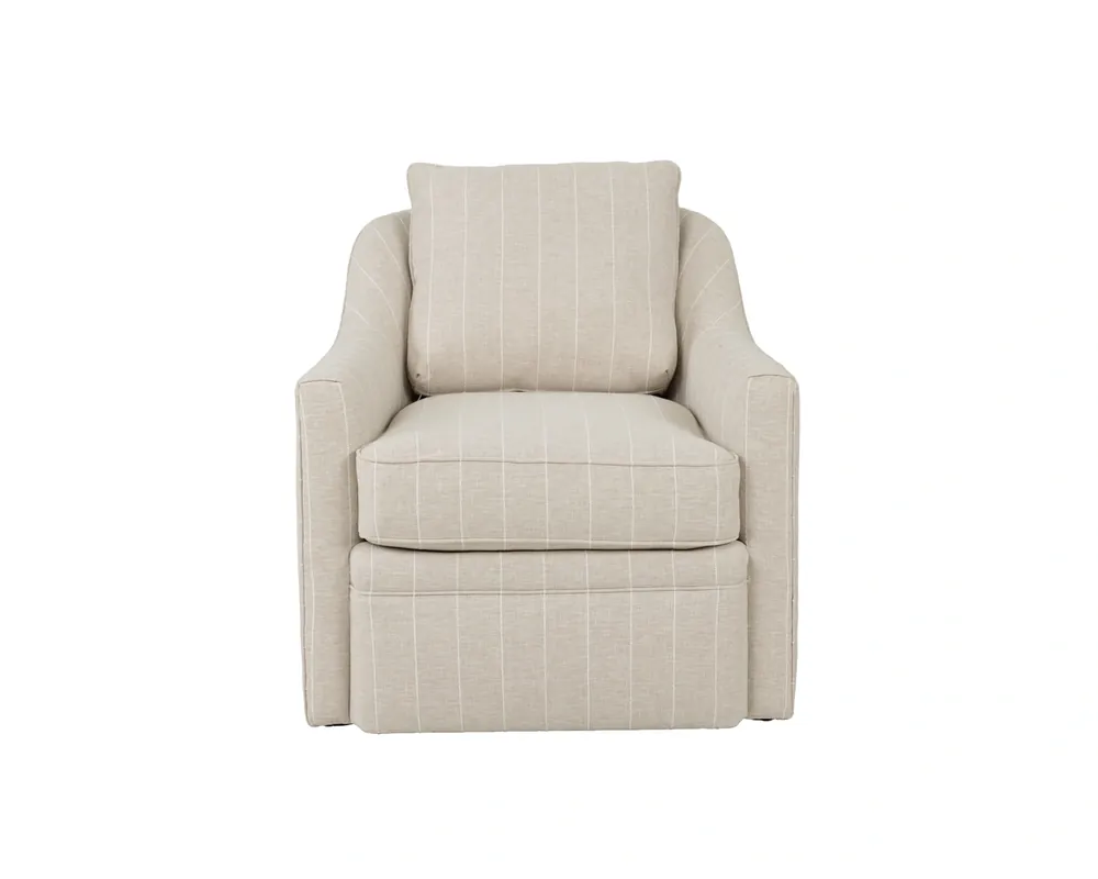 Rowe Furniture Hollins Beige Striped Swivel Chair