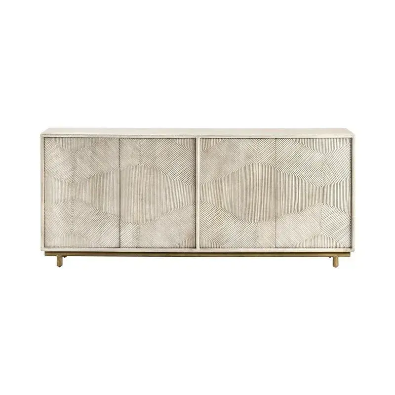 Crestview Collection Bengal Manor 4-Door White Wash Accent Cabinet