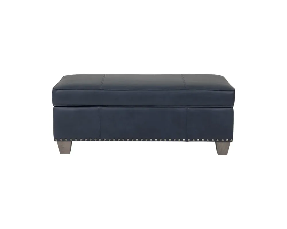 Smith Brothers 901 Collection Leather Storage Ottoman in Navy