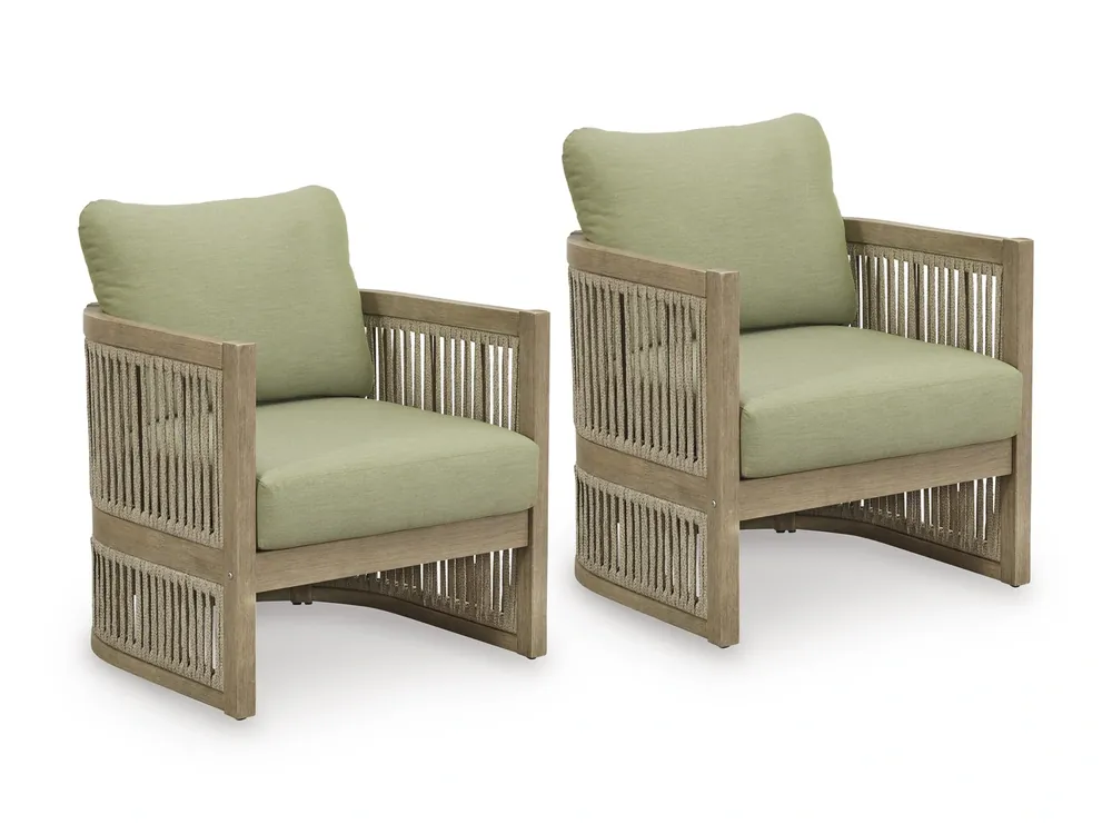 Ashley Serena Shores Outdoor Lounge Chair in Green - Set of 2