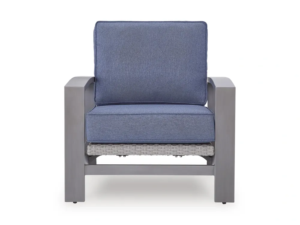 Ashley Half Moon Beach Outdoor Rocking Lounge Chair in Blue/Gray