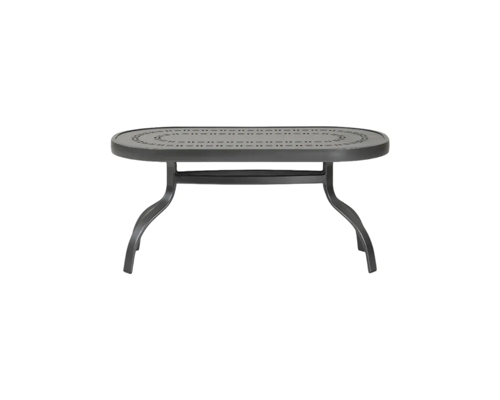 Woodard Trellis Oval Outdoor Coffee Table in Glimmer Gray