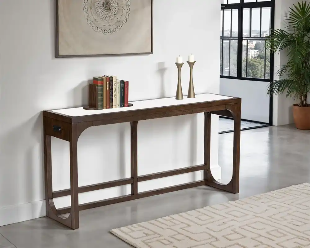 Furniture of America Vellara Console Table with Quartz Top