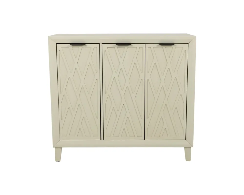 Linon Rena 3-Door Accent Cabinet in White