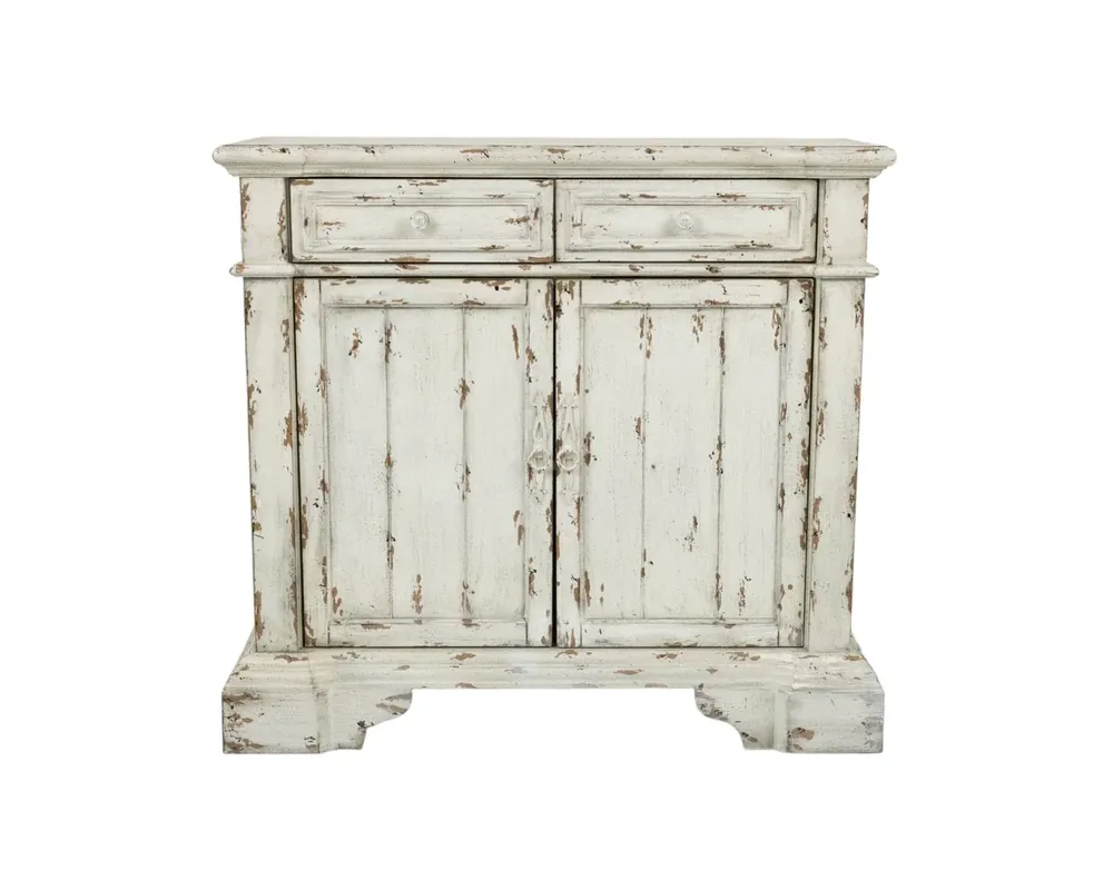 Linon Olivia 2-Door Accent Cabinet in Shabby White
