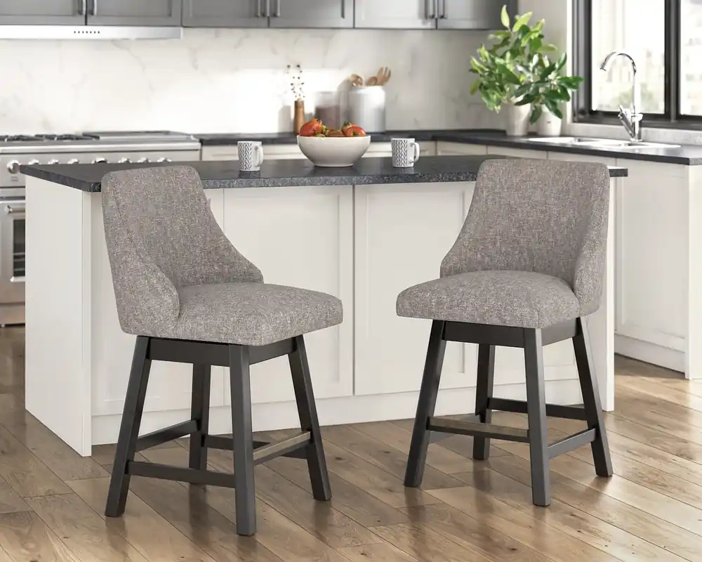 Ashley Neymorton Upholstered Swivel Counter Stool in Dark Gray