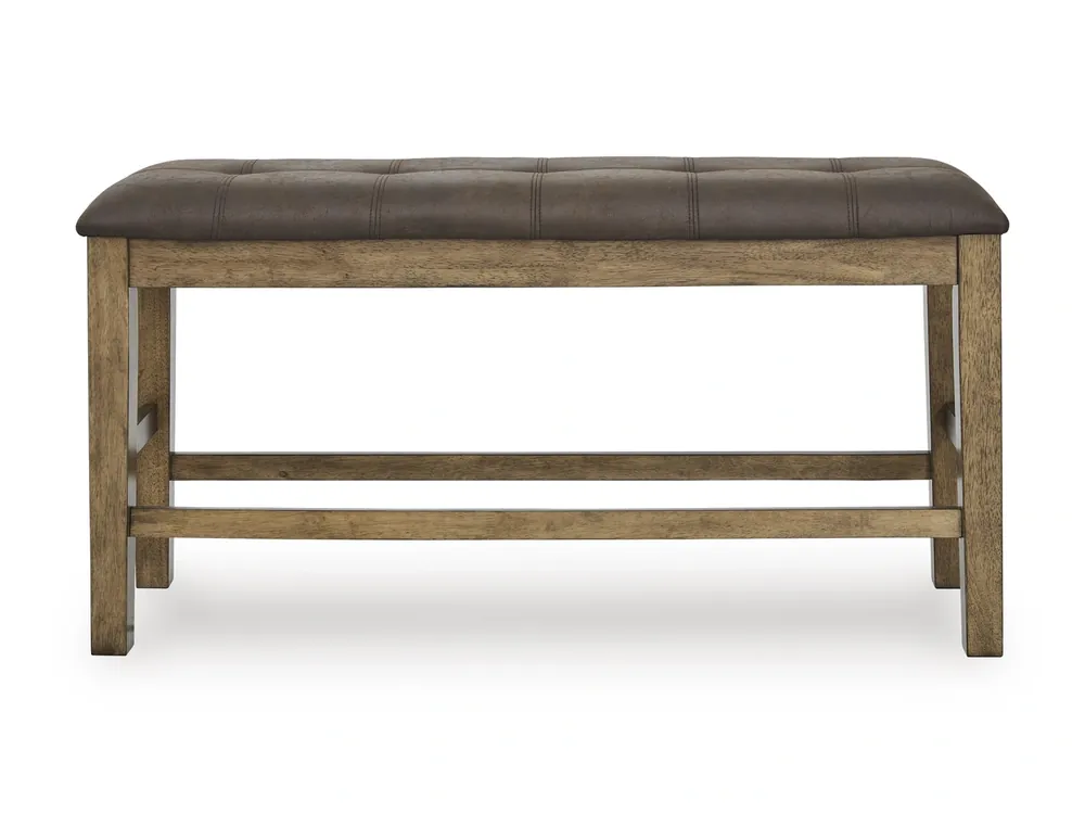 Ashley Urbinforte Faux Leather Counter Height Dining Bench in Brown