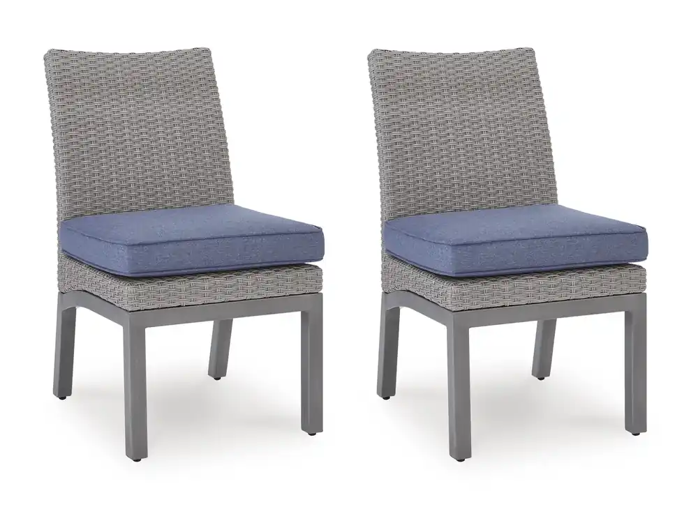 Ashley Half Moon Beach Outdoor Dining Side Chair in Blue/Gray - Set of 2
