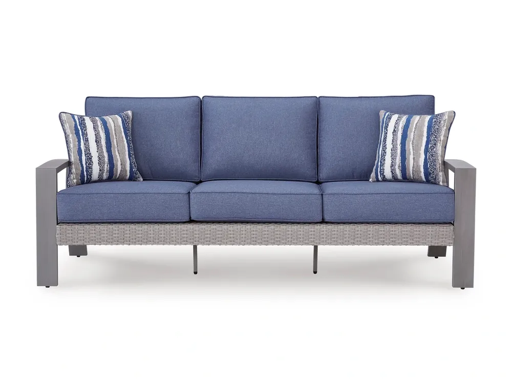 Ashley Half Moon Beach Outdoor Sofa in Blue/Gray