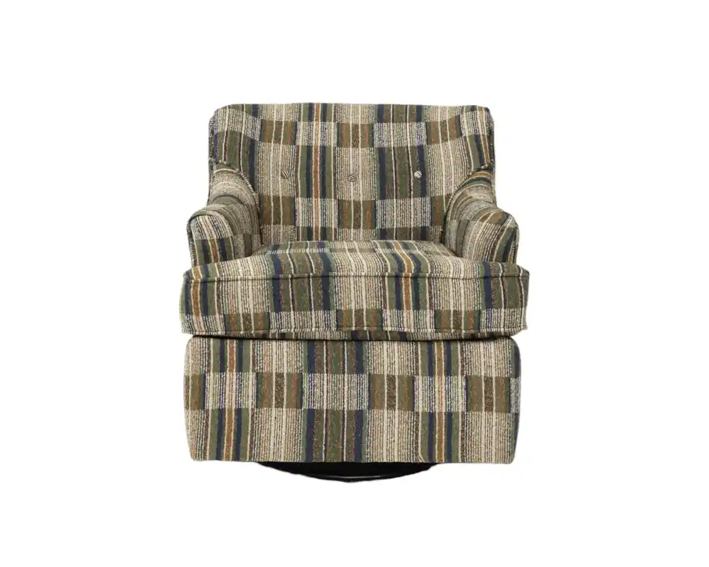 England Carlo Swivel Gliding Chair in Basil Plaid