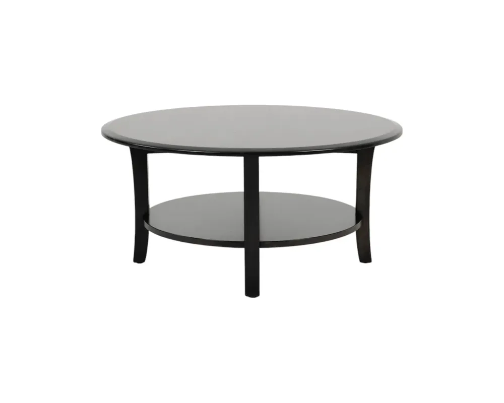 Oakwood Industries Manchester Round Maple Coffee Table in Dark Knight