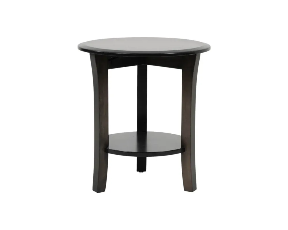 Oakwood Industries Manchester Round Maple End Table in Dark Knight