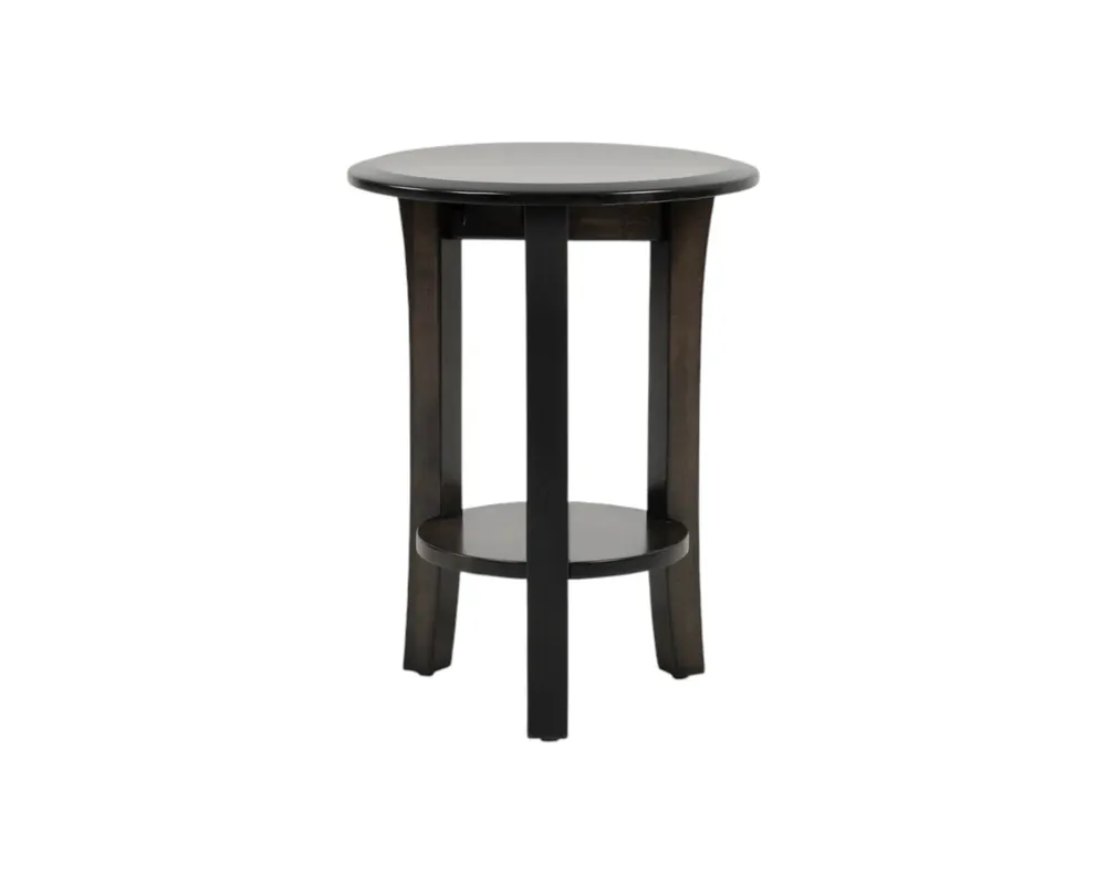 Oakwood Industries Manchester Round Maple Chairside Table in Dark Knight