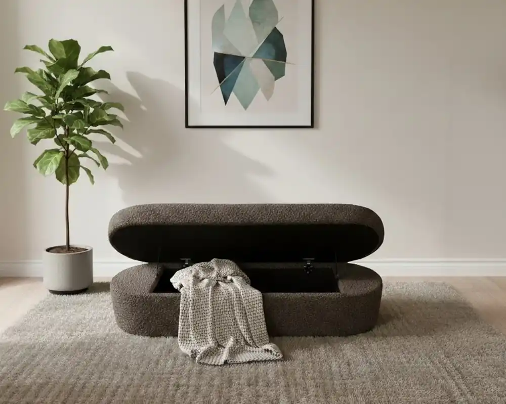 Modus Furniture Kiki Storage Ottoman in Pumpernickel