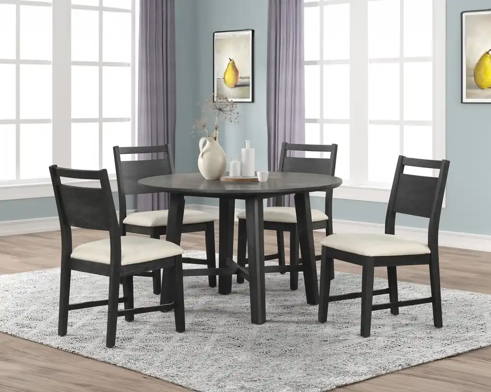 New Classic Sable Crest Round Dining Set in Black - 5-Piece